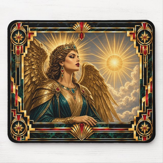 Ängel, Art Deco Myttisk Musmatta (Framsidan)