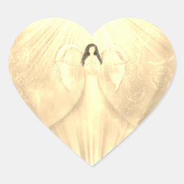 Angel Art Gult Archangel Uriel Praying Stickers Hjärtformat Klistermärke