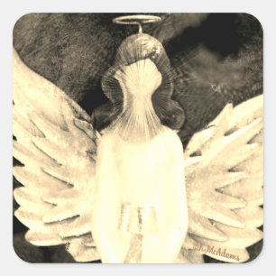 Angel Art Vingar Halo BeSnyo Art Beige Brown Fyrkantigt Klistermärke