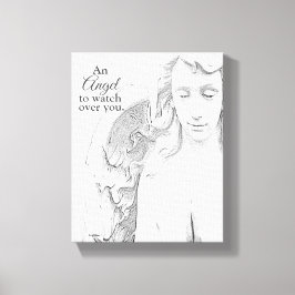 Angel att titta över dig, svart veksekonst canvastryck