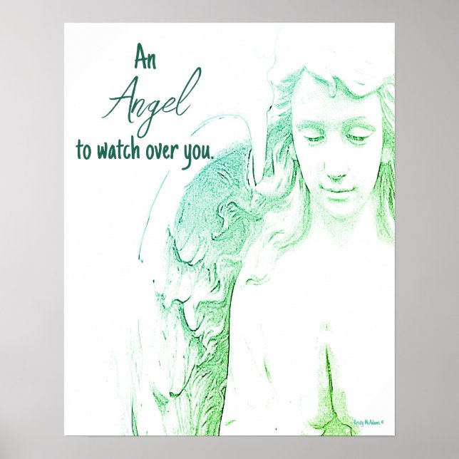 Angel att titta över Grönt Vingar citatteckning Poster (Framsidan)