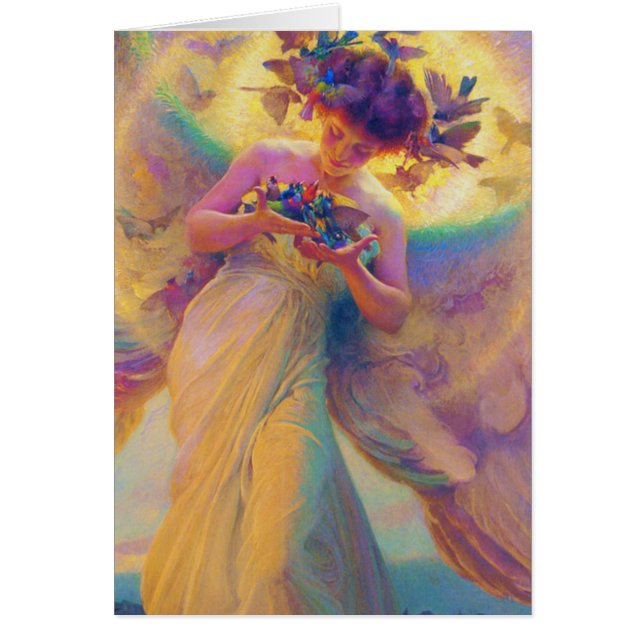 Ängel av fåglarna hälsningskort (Framsidan)