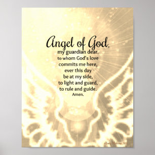 Angel av Gud Prayer Amber Gult Watercolor Poster