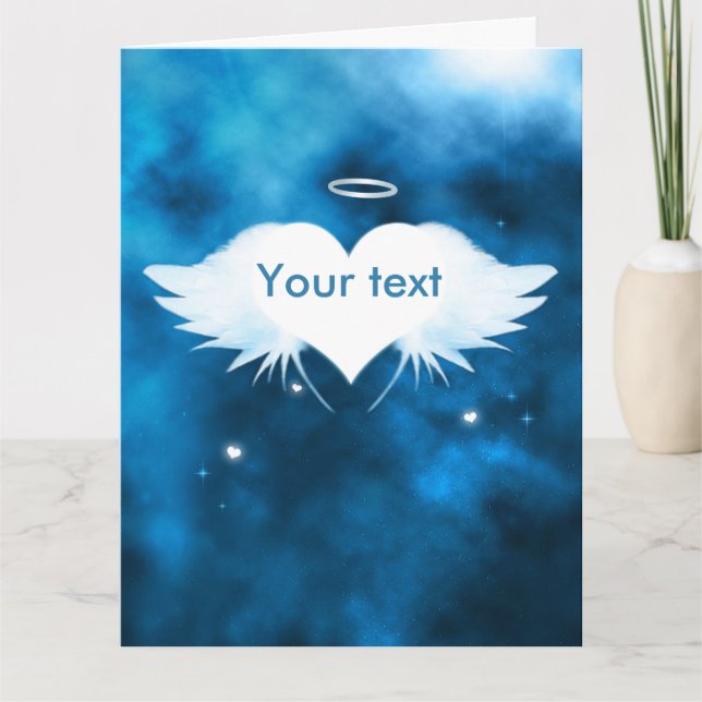 Ängel av hjärtan 11" x 8,5" sympati kort (Framsida)