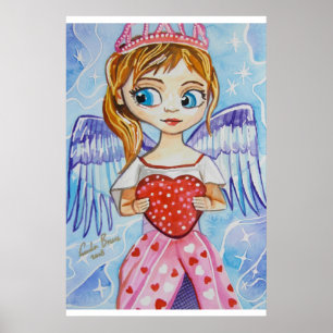 Angel av kärlek söt flicka med hjärta Gordon Bruce Poster