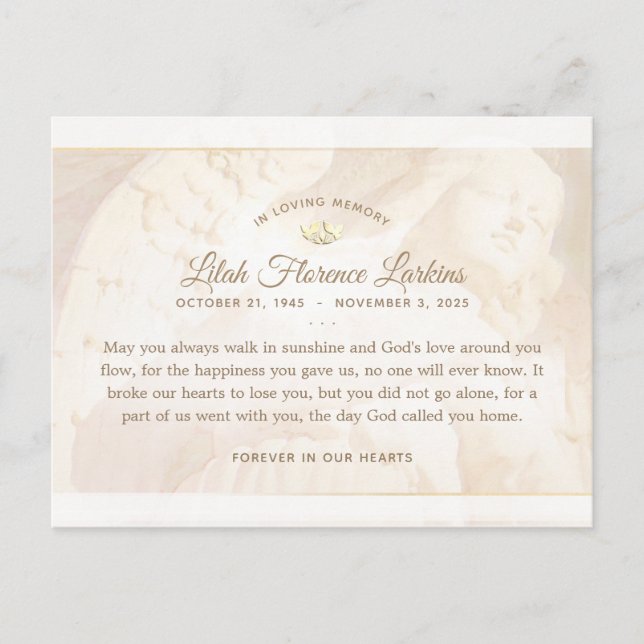 Ängel av ljus sympati tack kort (Framsida)