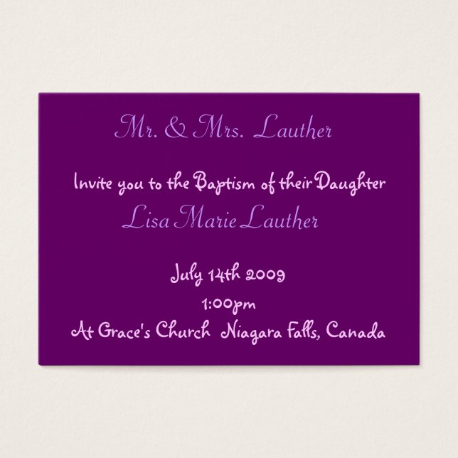 Angel Baby Baptism Visitkort (Framsidan)