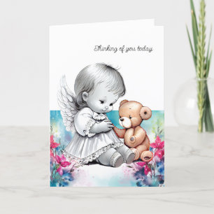Angel baby och Bear Tack Kort