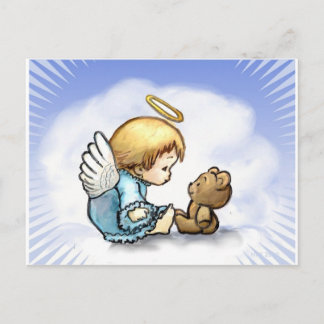 Angel baby och nalle vykort