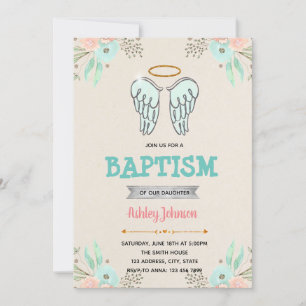 Angel baptism-temaparty-inbjudan inbjudningar