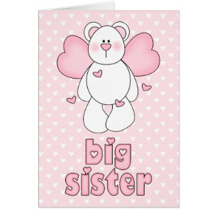 Angel Bear Big Sister Blank Card OBS Kort