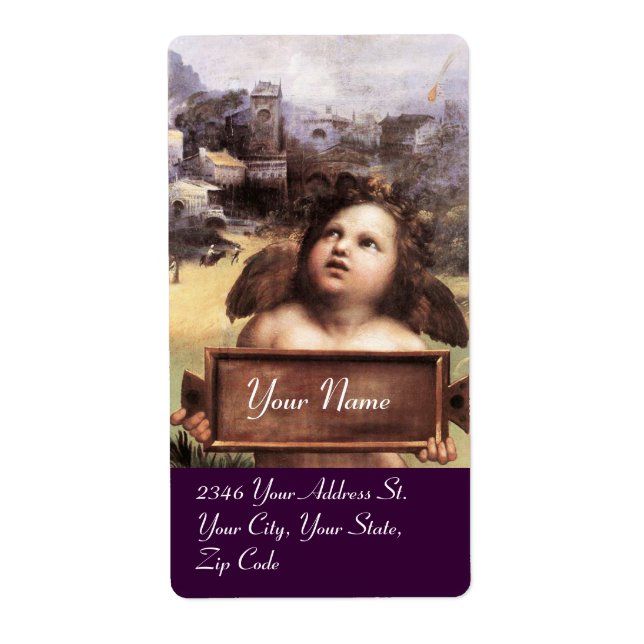 ÄNGEL / Bevingad kerub, lila Fraktsedel (Framsidan)