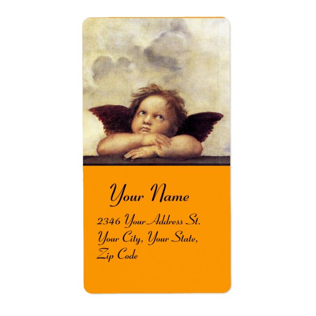 ÄNGEL / Bevingad kerub,orange,vit Fraktsedel (Framsidan)