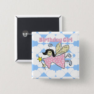 Angel Birthday Girl Button Badge Knapp