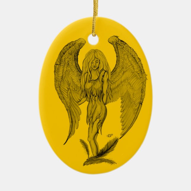 Angel Black and gult design Julgransprydnad Keramik (Framsidan)