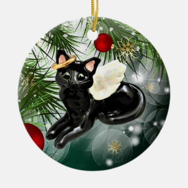 Angel Black Cat Ornament (Framsidan)