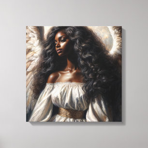 Angel Black Woman Canvastryck
