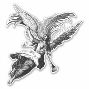 Angel Blowing A horn Fantasy Art Klistermärken