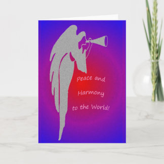 Angel Blowing Horn Blank Greeting Card Kort