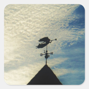 Angel BLOWING HORN WEATHER VANE Fyrkantigt Klistermärke