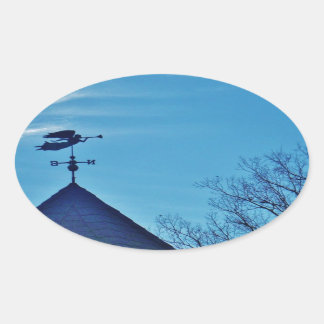 Angel BLOWING HORN WEATHER VANE Ovalt Klistermärke