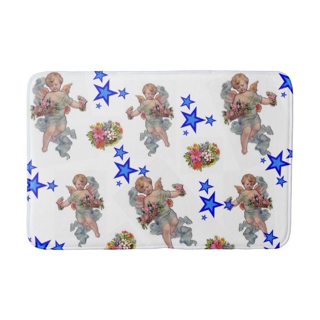 Angel Blue Stars Bathroom Bath Mat Badrumsmatta (Framsidan)