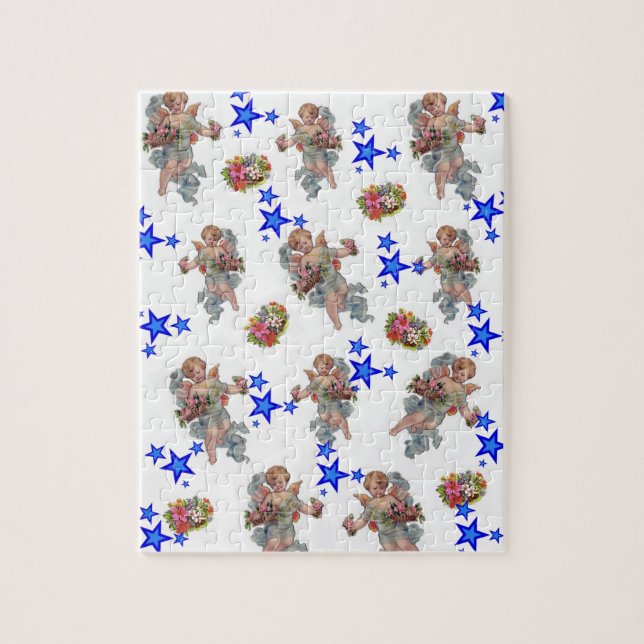 Angel Blue Stars Jigszle Puzzle Pussel (Vertikal)