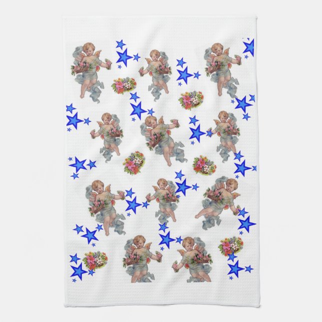 Angel Blue Stars Kitchen Hand Towel Kökshandduk (Vertikal)