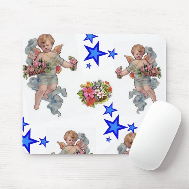 Angel Blue Stars Mouse Pad! Musmatta (Med mus)