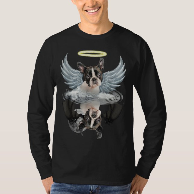 Angel Boston Terrier Shadow under Vatten Djävulen  T Shirt (Framsida)