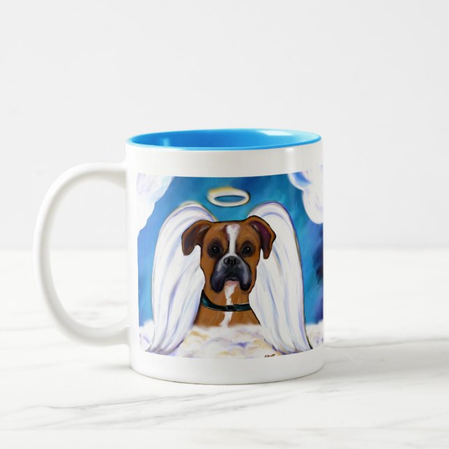 Ängel Boxer Hund Två-Tonad Mugg (Vänster)