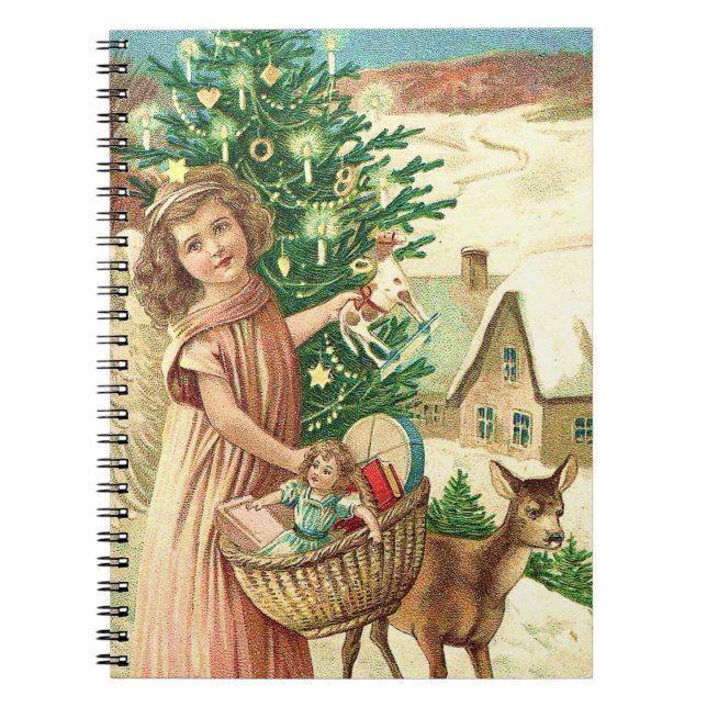 Angel bringing Christmas gifts and presents Anteckningsbok (Framsidan)