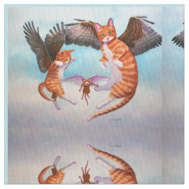 Angel Cat and Mouse Game Fabric Spegel Design Tyg
