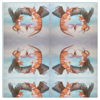 Angel Cat and Mouse Game Fabric Spegel Design Tyg