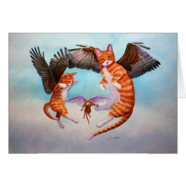 Angel Cat and Mouse Game Hälsningskort