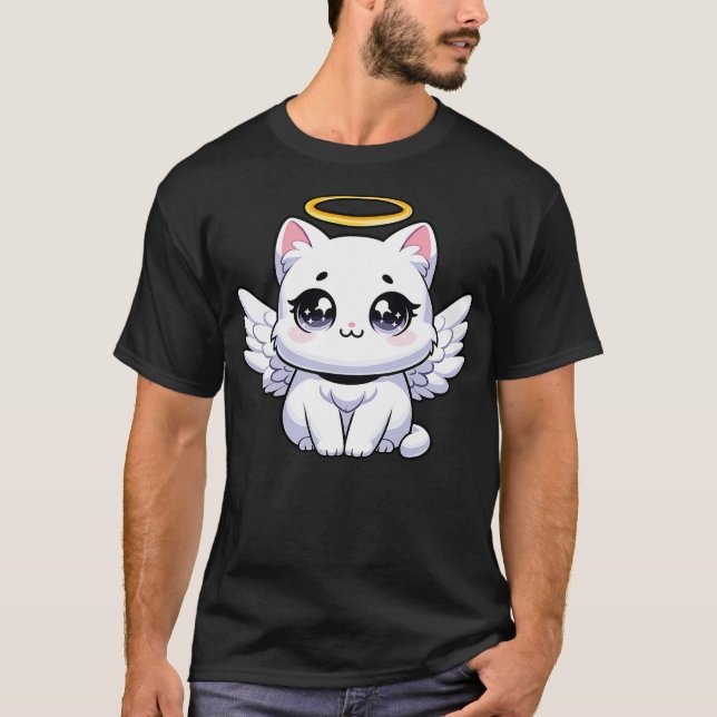 Angel Cat, Anime Angel Kitten T Shirt (Framsida)