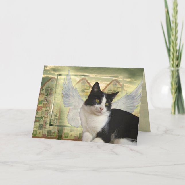 Angel Cat Card | Med djup sympati Kort (Framsida)
