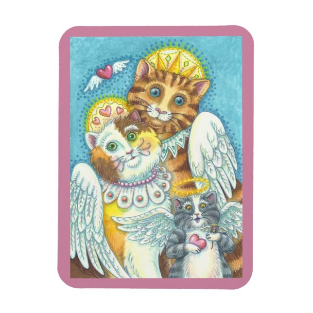 Angel Cat Family PURRS IN HEAVEN MAGNET (Vertikal)