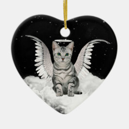 Angel Cat Grått Tabby Pet Memorial Julgransprydnad Keramik