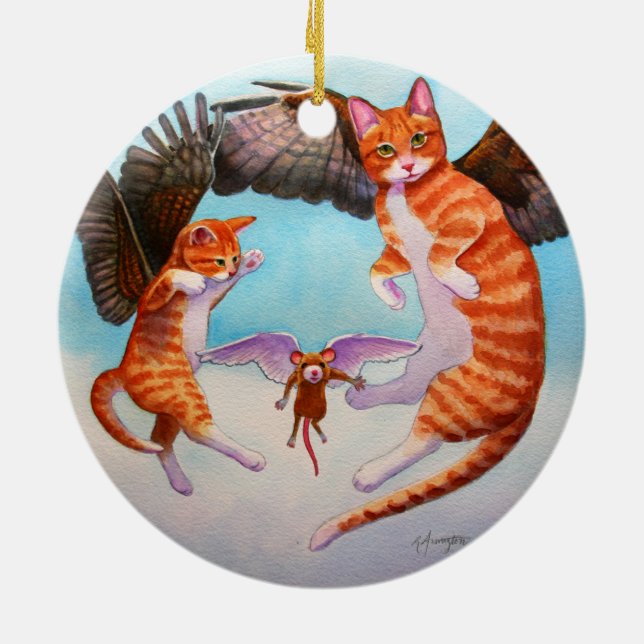 Angel Cat och Mouse Game jul Ornament (Baksidan)