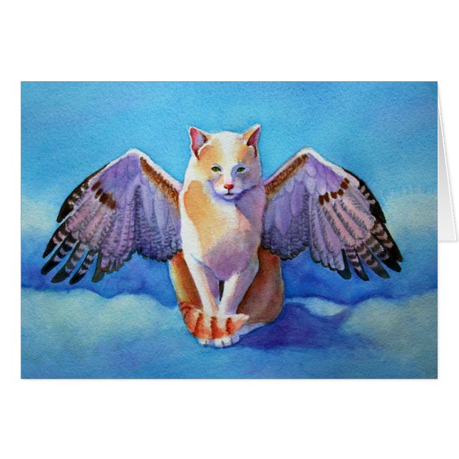 Angel Cat Red Svan Hawk Hälsningskort (Framsidan Horizontal)