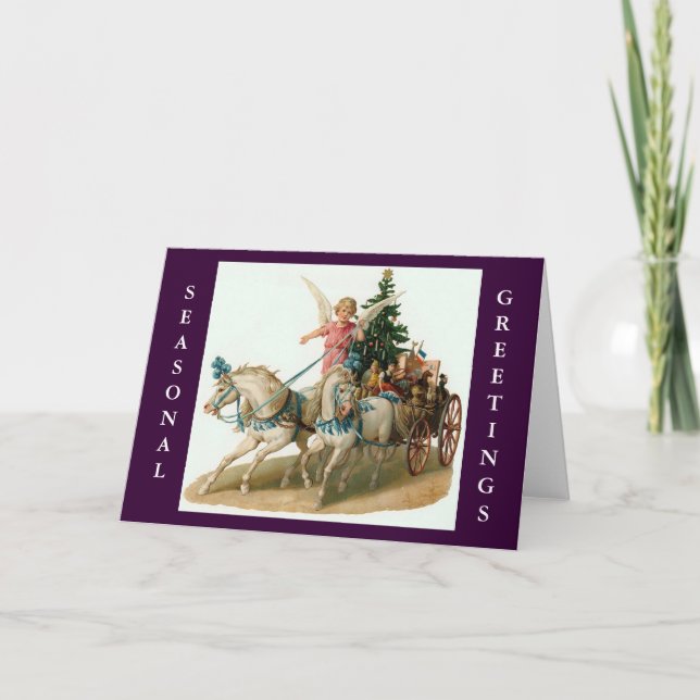 ANGEL CHARIOT RIDE CHRISTMAS CARD HELGKORT (Framsida)
