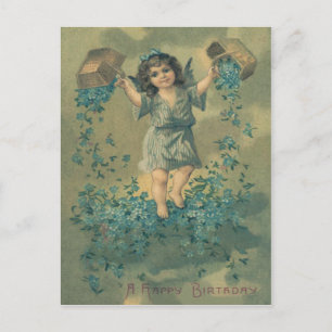 Angel Cherub Basket Glöm-Me-Not Vykort