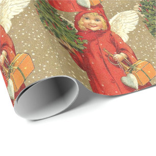 Angel Cherub Julgran Snö Presentpapper