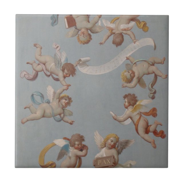 Angel Cherubs Whimsical Renaissance Kakelplatta (Framsidan)