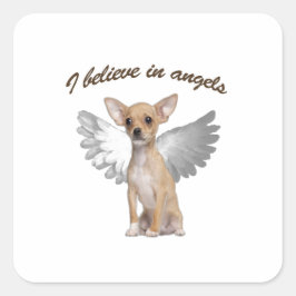 Angel Chihuahua Fyrkantigt Klistermärke