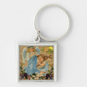 Angel Children Keychain Fyrkantig Silverfärgad Nyckelring