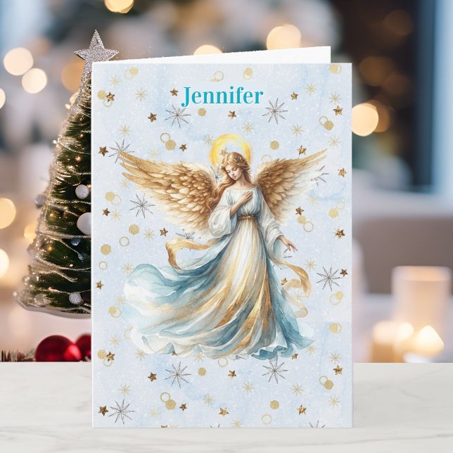 Angel Christmas Blessing Add Signature Religious Helgkort (Skapare uppladdad)