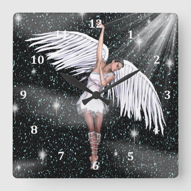 Angel Clock Fyrkantig Klocka (Framsida)