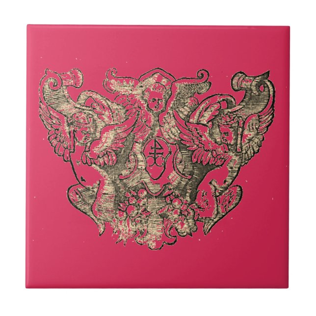 Angel – Coat of arms – Emblem pink Kakelplatta (Framsidan)